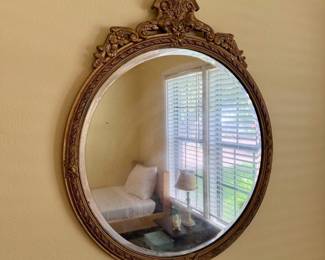 Rococo style round ornate gold mirror