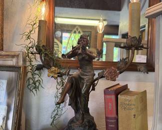 French Art Nouveau figural lamp