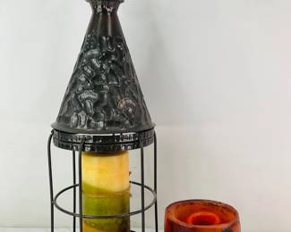 Metal Lantern & Candle