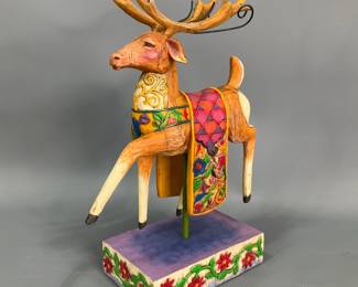 "Dash Away" Reindeer Red Blanket Figurine