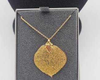 Gold Tone Leaf Necklace- Marked Accents By Hallmark