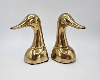  MCM Mallard Duck Brass Bookends