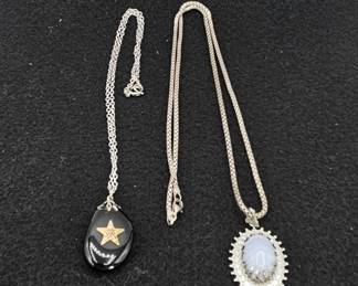  Pendant Necklaces. Longer Chain Is Marked 925 Italy