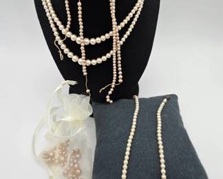  VTG Pearl Necklaces - One Is In Good Condition