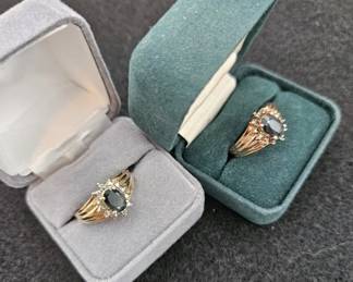 2 Almost Identical Ladies Gold Tone Rings Marked 925 China Size 6