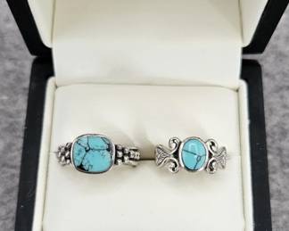Ladies Turquoise Rings Marked 925