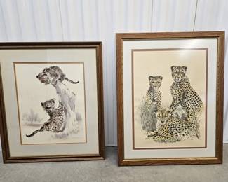 Set Of Two Professionally Framed Africa-themed Wildlife Prints- One Signed Limited Edition