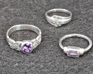 3 Ladies Vintage Style Rings- Two Are Clearly Marked 925