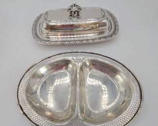  Vintage Hand-carved Ganesha Bookends From Indonesia. Made From Hardwood Like Suar, Teak Or Waru.Vintage Sterling Silver Divided Oval Serving Dish And Oneida Silver Plated Butter Dish