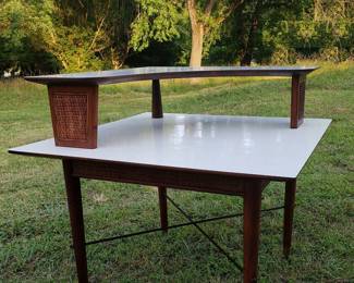 Mid-century end table (briefly outside for photo)