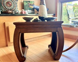 MCM Chinoiserie dark wood side table