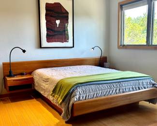 Vintage Danish Teak Platform Queen Bed