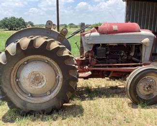 ‘58-‘62 Ford Work Master runs on propane. Sold with Shredder. Fires right up! $3000 will not be sold for half price on day 2.