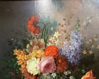 VTG. LARGE FLORAL STILL LIFE PAINTING, FRAMED NO SHIPPING PICKUP ONLY