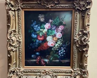  SIGNED A. WOBURN OIL ON CANVAS DUTCH MASTER/FLEMISH STYLE FLORAL STILL LIFE PAINTING, FRAMED NO SHIPPING PICKUP ONLY