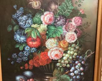  SIGNED A. WOBURN OIL ON CANVAS DUTCH MASTER/FLEMISH STYLE FLORAL STILL LIFE PAINTING, FRAMED NO SHIPPING PICKUP ONLY