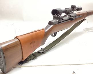  1945 WW2 ERA SPRINGFIELD ARMORY M1D .30cal SNIPER RIFLE WITH M84 SCOPE & LEATHER CHEEK PAD