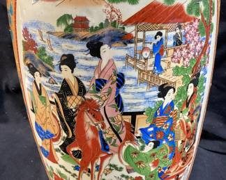 JAPANESE SATSUMA STYLE VASE, 17in H MARKED 2 ON THE BOTTOM