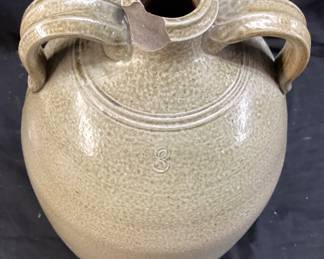 ANTIQUE SALT GLAZED 3gal STONEWARE JUG, CHIP ON THE RIM NO SHIPPING PICKUP ONLY