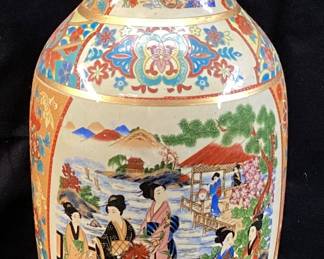 JAPANESE SATSUMA STYLE VASE, 17in H MARKED 2 ON THE BOTTOM