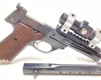  1973 HIGH STANDARD 107 MILITARY SUPERMATIC CITATION .22cal LR PISTOL WITH MILLETT RED DOT SP1 SCOPE & 1 EXTRA BARREL
