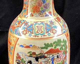 JAPANESE SATSUMA STYLE VASE, 17in H MARKED 2 ON THE BOTTOM