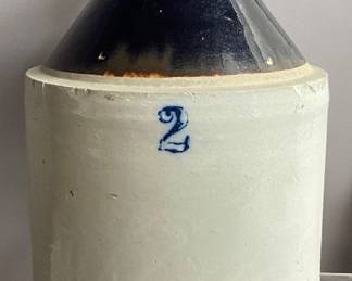 ANTIQUE 2-TONE SALT GLAZED 2gal STONEWARE JUG NO SHIPPING PICKUP ONLY