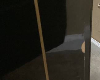 VTG. ASIAN BLACK LACQUER INLAID SOAPSTONE & MOTHER OF PEARL, 4 PANEL FOLDING SCREEN ROOM DIVIDER SOME CHIPS/SCUFFS TO THE BLACK PAINT NO SHIPPING PICKUP ONLY