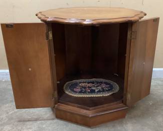 MID CENTURY OCTAGONAL STORAGE END TABLE NO SHIPPING PICKUP ONLY