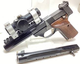  1973 HIGH STANDARD 107 MILITARY SUPERMATIC CITATION .22cal LR PISTOL WITH MILLETT RED DOT SP1 SCOPE & 1 EXTRA BARREL