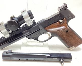  1973 HIGH STANDARD 107 MILITARY SUPERMATIC CITATION .22cal LR PISTOL WITH MILLETT RED DOT SP1 SCOPE & 1 EXTRA BARREL