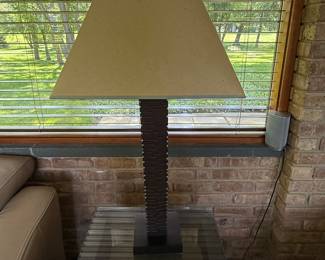 Pair of metal lamps