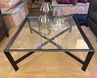 Simple glass and metal coffee table