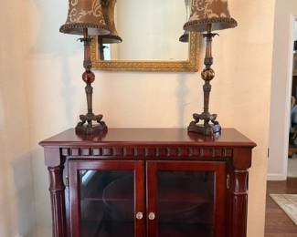 Cabinet, Lamps, Mirror