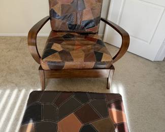 Leather armchar ottoman