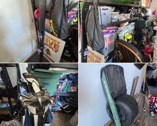 Skis, sleds, golf clubs, monowheel