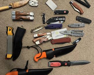 hunting knife, pocket knife, multitool, knife sharpener