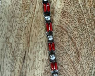 Taxco Sterling Coral Bracelet