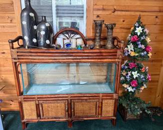 Fish tank with bamboo stand
