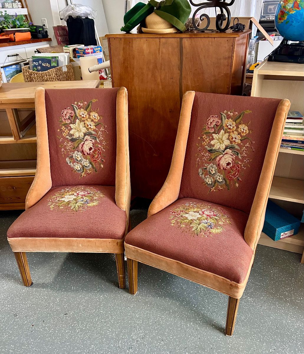 Vintage Needlepoint Accent Chairs