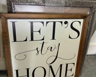 Let's Stay Home, Wood Frame Art Work