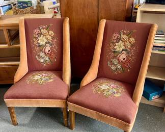 Vintage Needlepoint Accent Chairs