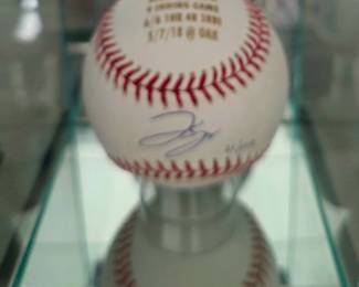 Autographed George Springer ASTROS Franchise Record Most Hits in A 9 inning Game 21 of 100