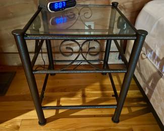 Lot #41 -$70 Pair of metal end tables with glass . 21" x 21" x 24-1/2"