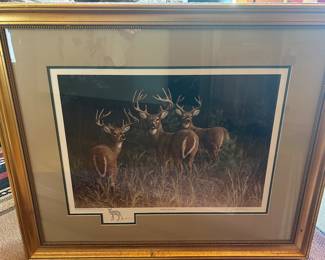 Lot #29 - $125 -"Eyes of the Forest" Signed/numbered Benefactor Edition print by Bob Henley - 31-1/4" x 26" Framed
