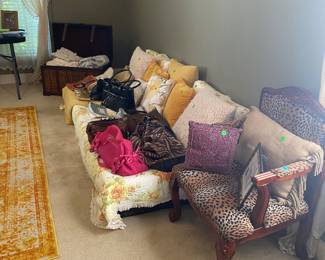 King size boxspring, animal, print armchair