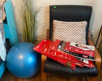 Yoga ball, photo, printing paper, armchair