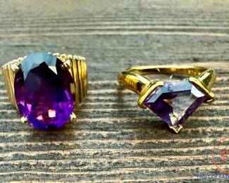 Amethyst 14kt Gold Ring and Amethyst Gold Plated Sterling ring