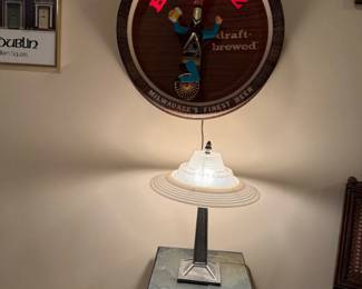 Vintage BLATZ Beer Bottle Man Unicycle Light Up Motion Advertisement