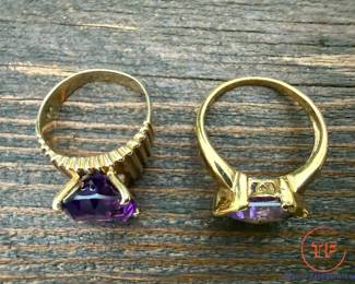 Amethyst 14kt Gold Ring and Amethyst Gold Plated Sterling ring